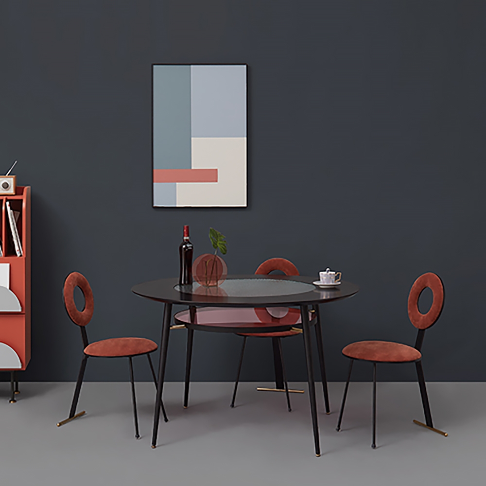 Creative Red Dining Chairs Modern Upholstered Velvet Side Chair Set of 2 window image