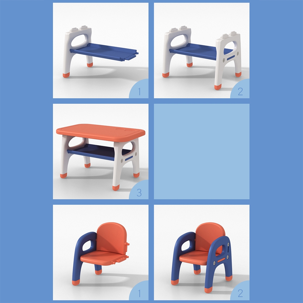 Kids Play Table and Chair 2 Chairs Set Plastic window image