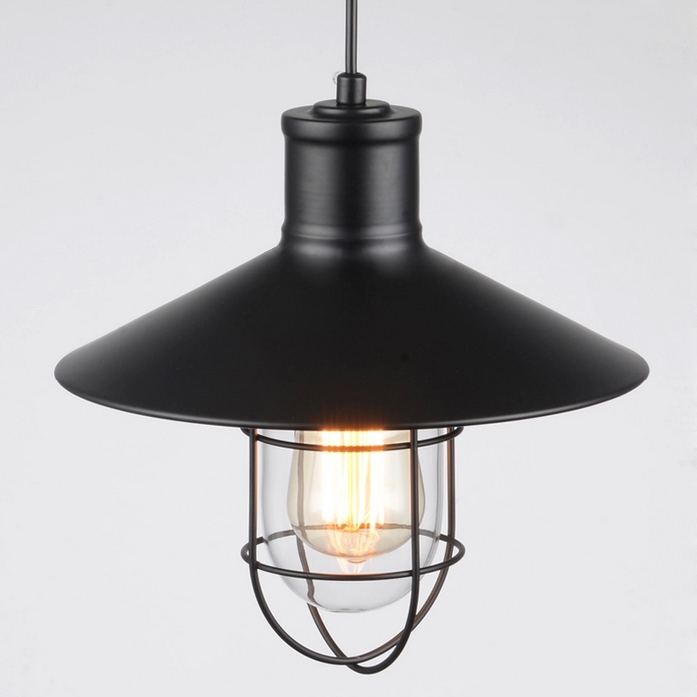 Avian Industrial Loft Single-Light Black Metal Pendant Light with Clear Glass Shade window image