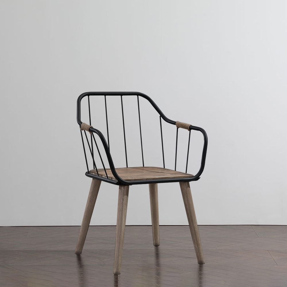 Fauteuil de salle à manger rétro industriel en métal image de fenêtre