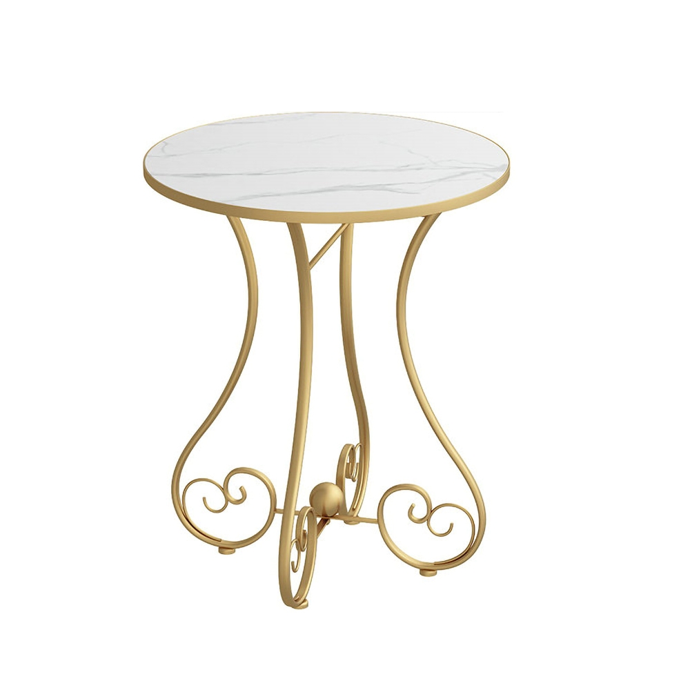 Gold Round End Table with Metal Frame Side Table window image