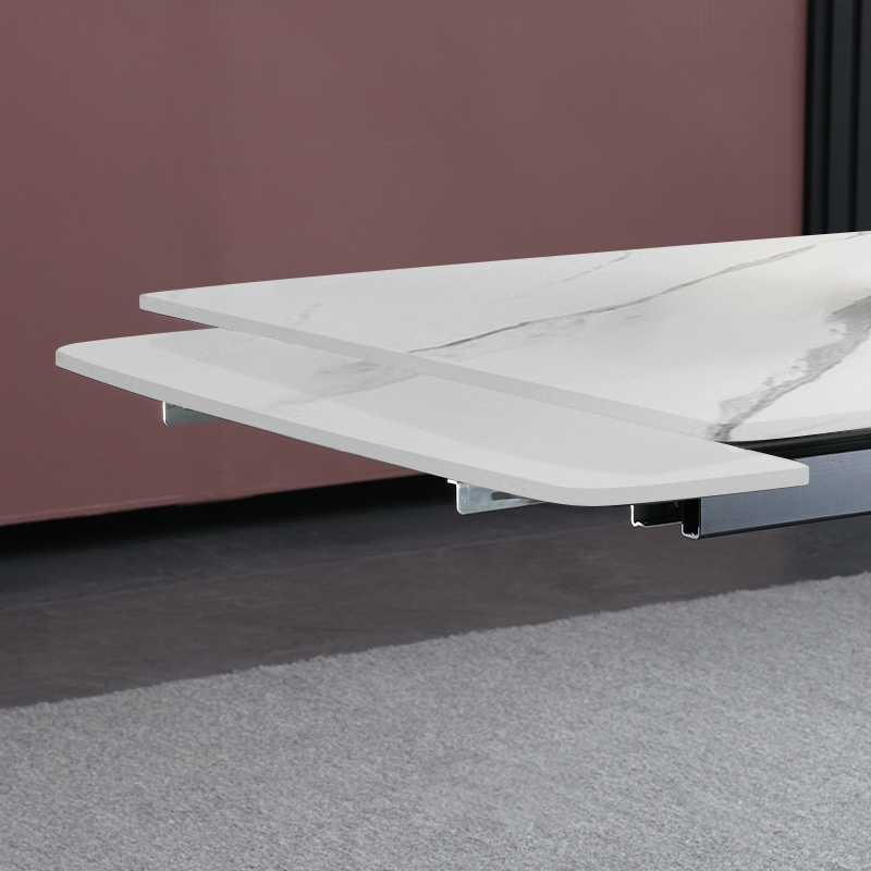 White Extendable Dining Table Rectangular Sintered Stone Dining Room Table window image