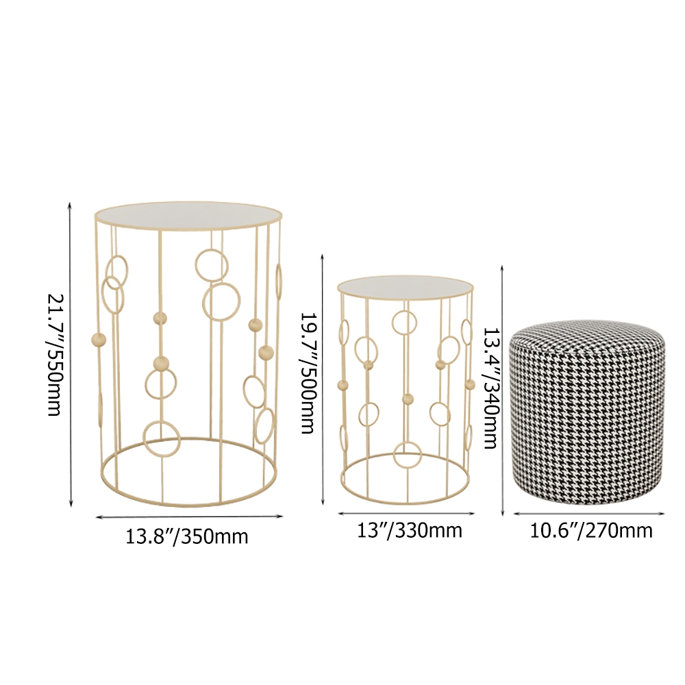 3-Piece Modern End Table Set with Glass Top Metal Frame Side Table Set window image