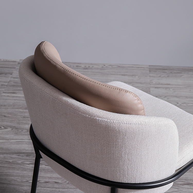 Modern Upholstered Dining Chair Barrel Back Dining Chair with Removable Insert Back Metal Legs Set of 2 window image