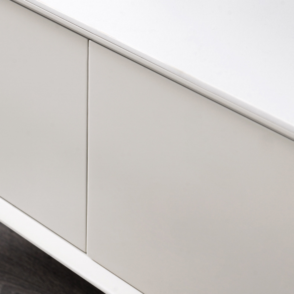 Italian Minimalist Off White TV Stand Sintered Stone Top with Drawers for TVs up to 85" window image