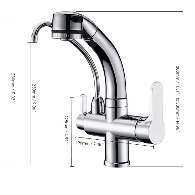 Single Hole Pull-Down Sprayer with Water Filtering Kitchen Sink Faucet in Polished Chrome