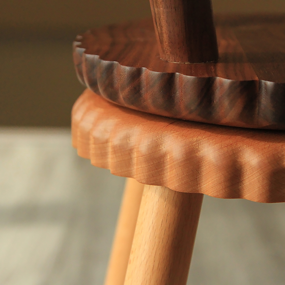 Creative Biscuit Ottoman Wood Ottoman Kids Ottoman Lovely Ottoman-Black Walnut window image