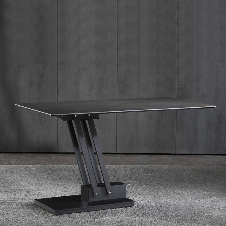 Gray Rectangular Adjustable Height Coffee Table & Dining Table Sintered Stone window image