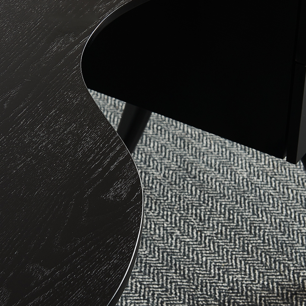 Black Writing Desk with 2-Drawer Modern Computer Desk MDF window image