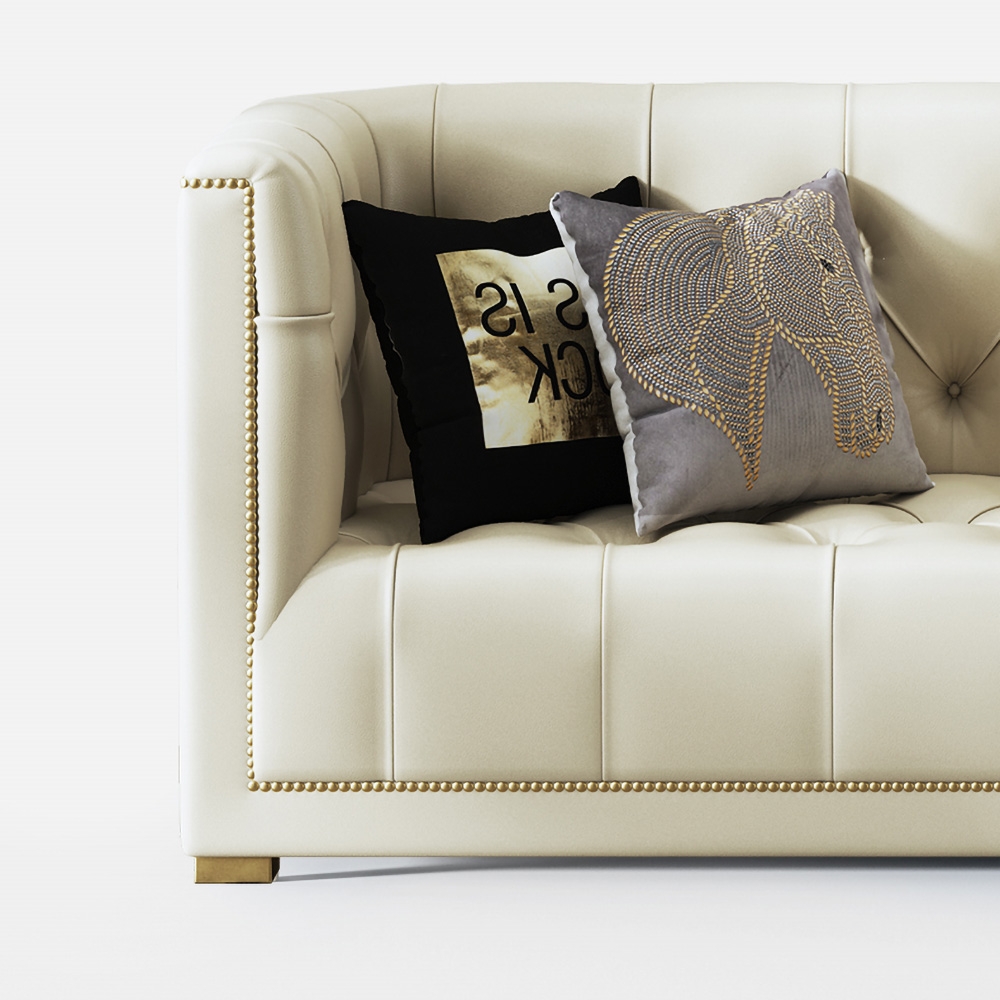 66" Beige Tufted Chesterfield Sofa Microfiber Leather Upholstered 2 Seater window image