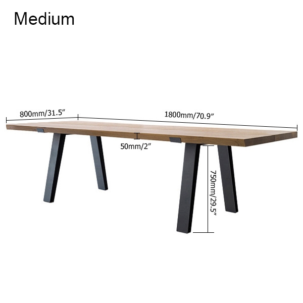Industrial Style Rectangular Dining Table Solid Wood Tabletop with ...