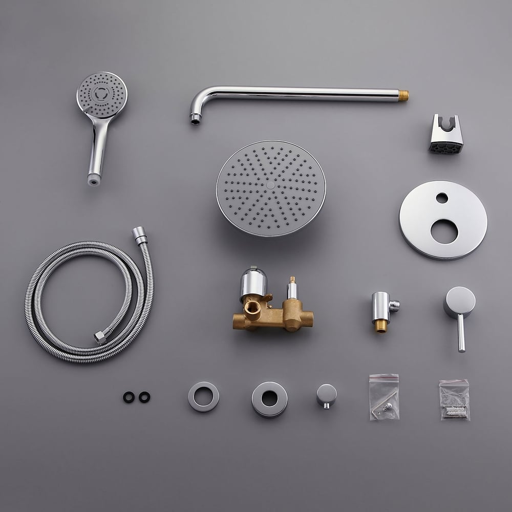 Brewst Wall Mounted Rain Shower Head & Handshower Set in Polished Chrome Valve Included window image