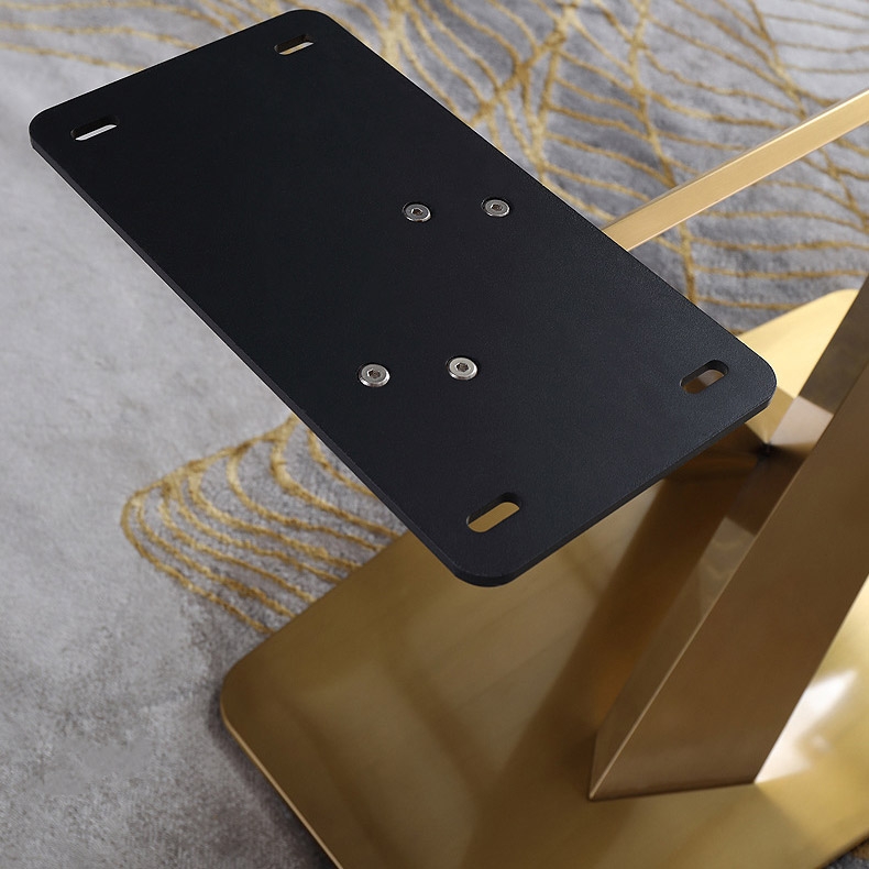 71" Rectangular Faux Marble Dining Table Gold X-Base Stainless Steel with White Marble top window image