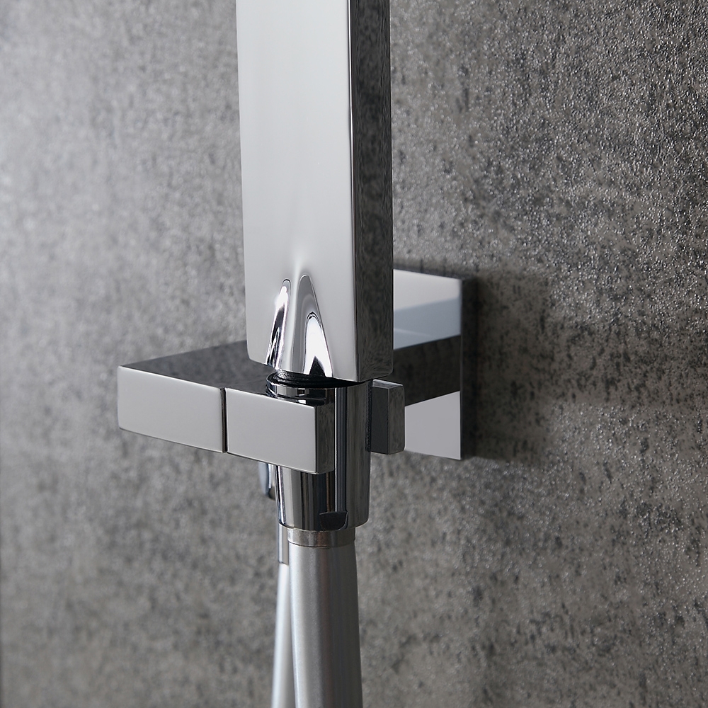 Contemporary Stylish Rain & Waterfall Wall Mount Shower System with Handhled Shower 4-Function Standard Shower Mixer Valve Polished Chrome window image