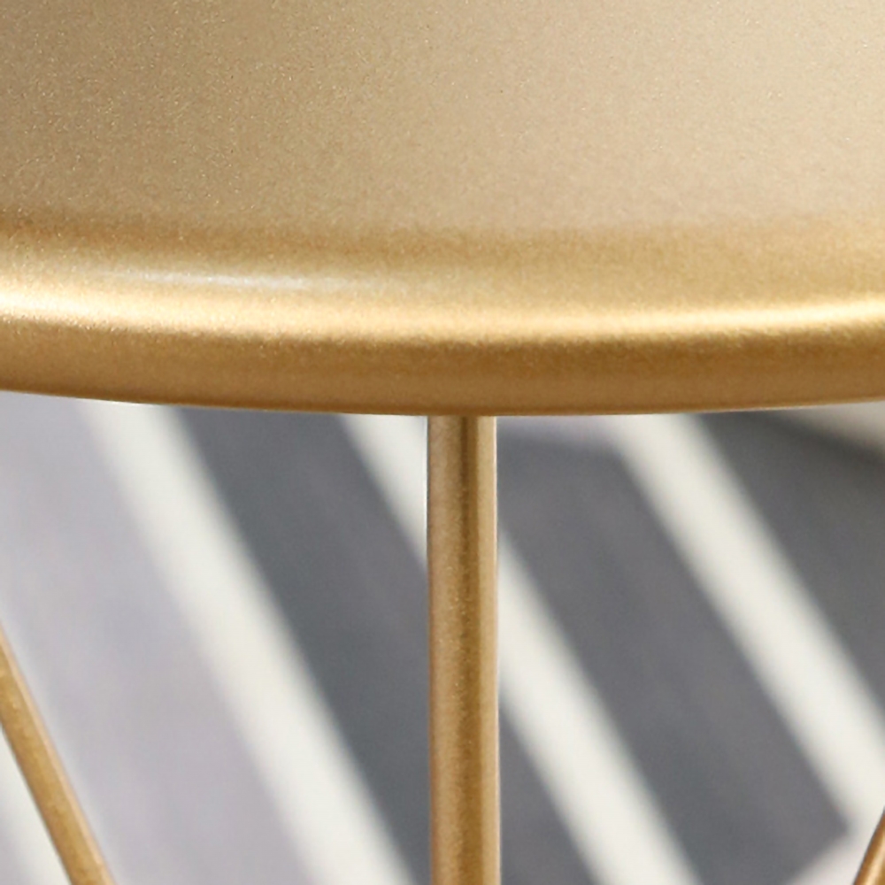 Modern Metal End Table with Storage Shelf Round Tabletop Gold window image