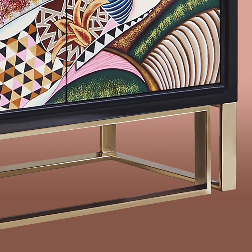 Modern Black Storage Shoe Cabinet With 3 Doors Entryway Cabinet Hand-Painted window image