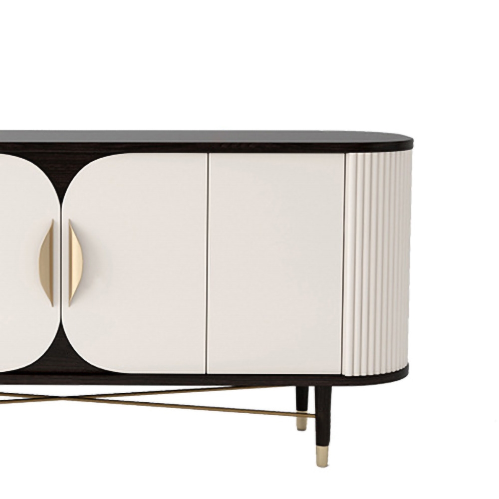 Modern White TV Stand Media Console with 2 Doors for TVs up to 55" window image