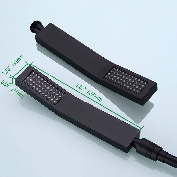 Contemporary Luxury Thermostatic Wall Mounted Waterfall Rain Shower Head & Hand Shower System in matte black Finish window image