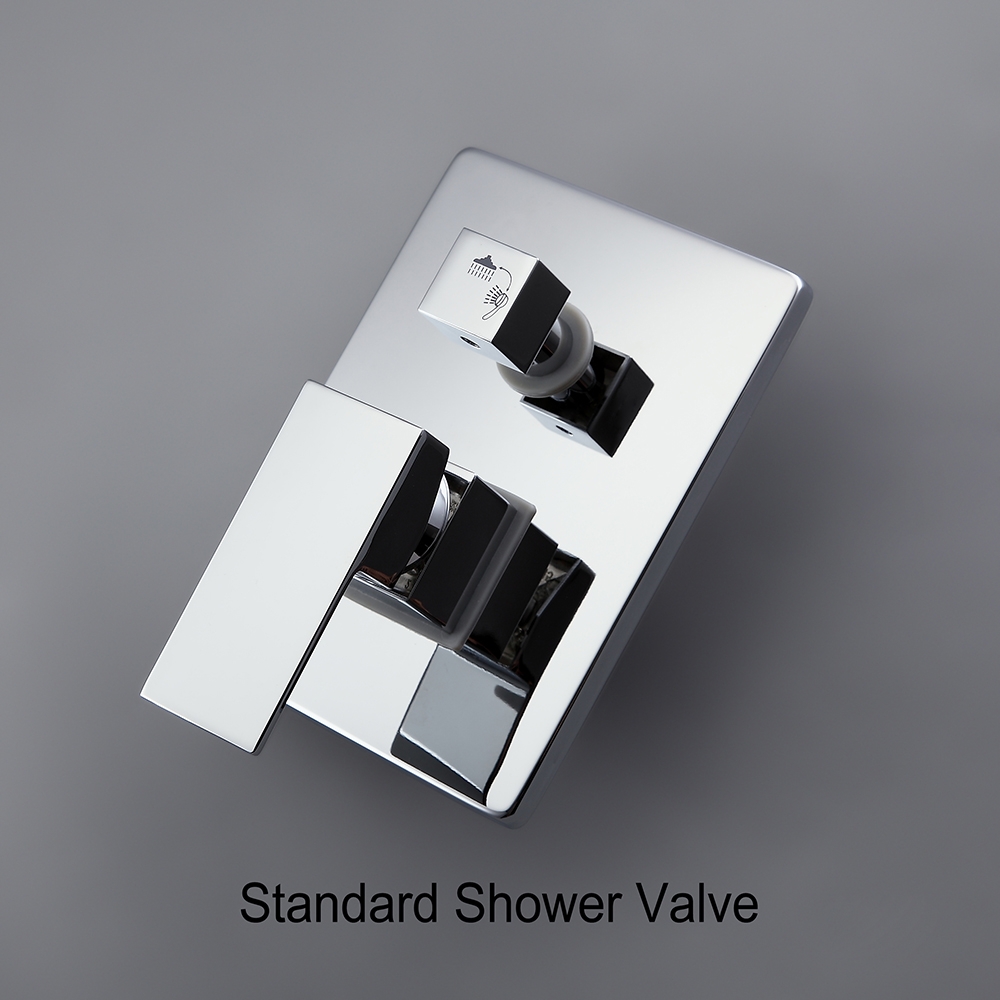 Dree Luxurious Thermostatic Wall Mount LED 12" Rain Shower System with Handheld Shower Set Polished Chrome Solid Brass