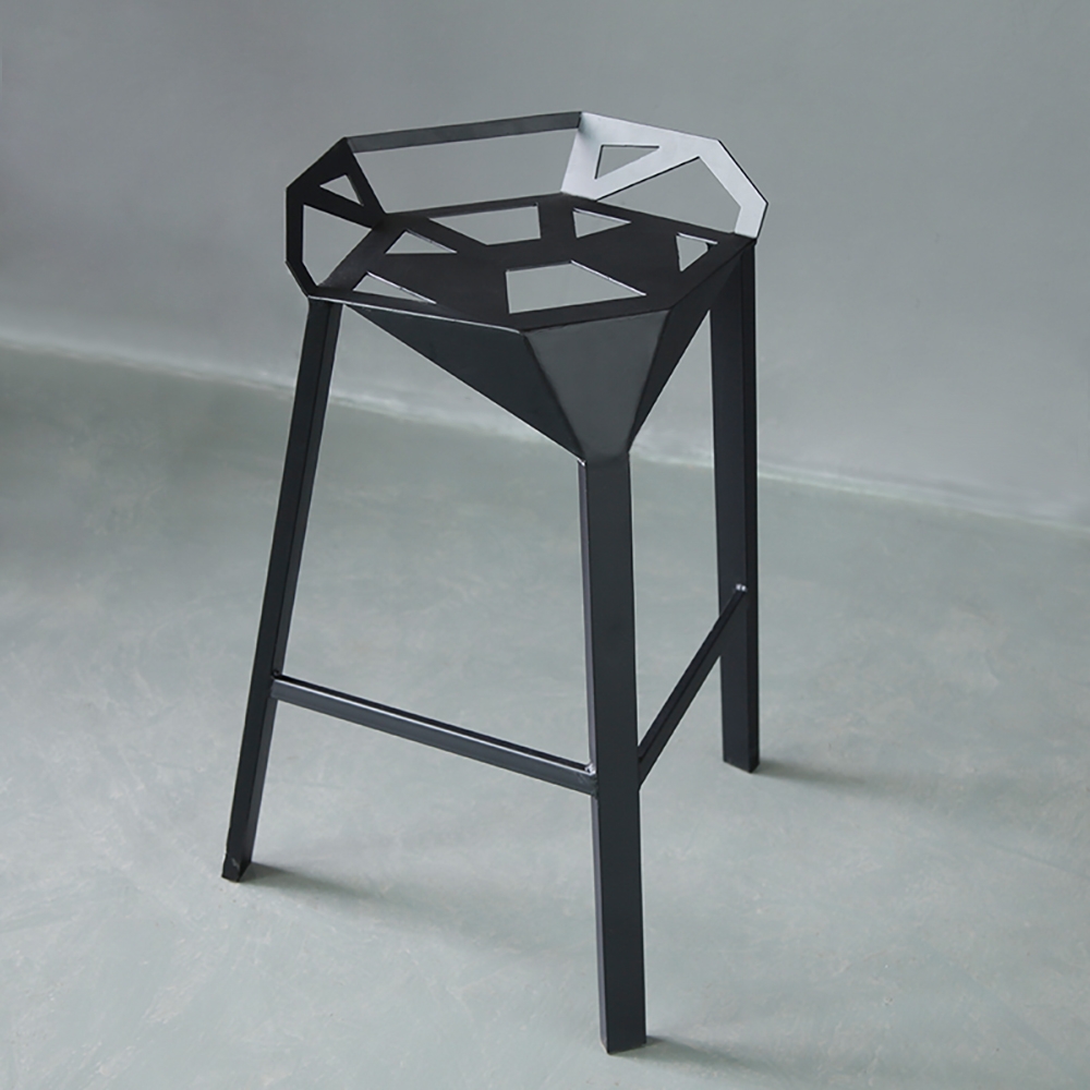 Industrial Metal Bar Stool with Special Hollow-out Struction Retro Chair window image