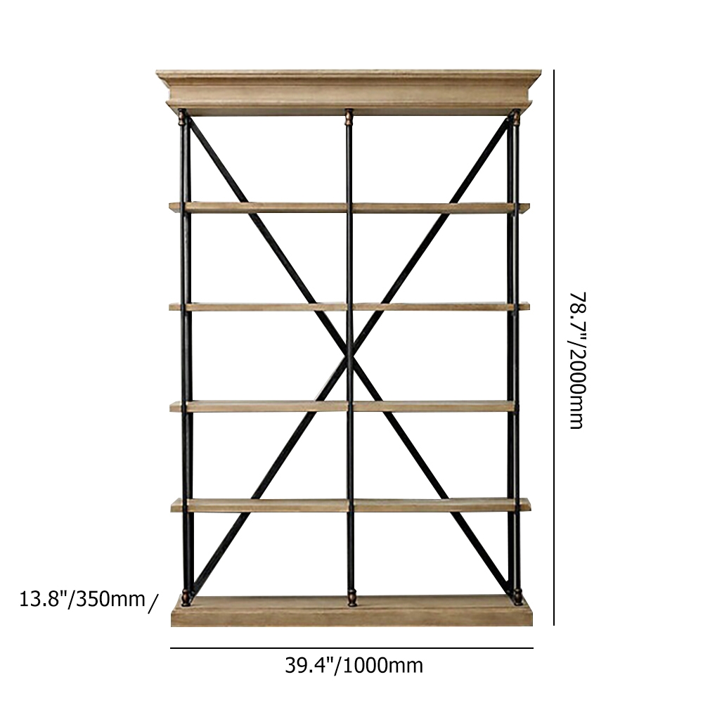 78.7" Farmhouse Freestanding 5-Tired Etagere Bookshelf window image