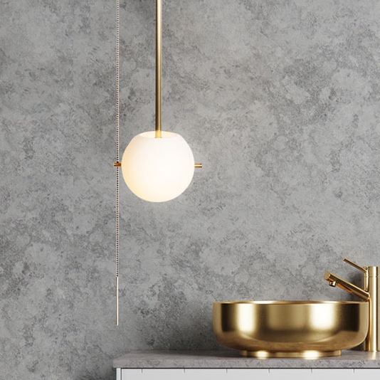 Gidu Mid-Century Modern Pull Chain Pendant Light Globe Pendant Pull Chain Light Fixture in Gold window image