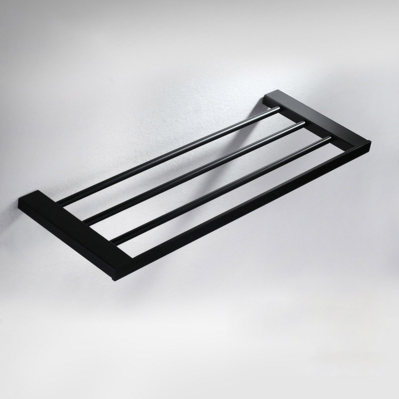 Tierney Porte-serviettes à Quatre Tiges en Acier Inoxydable Noir Mat image de fenêtre