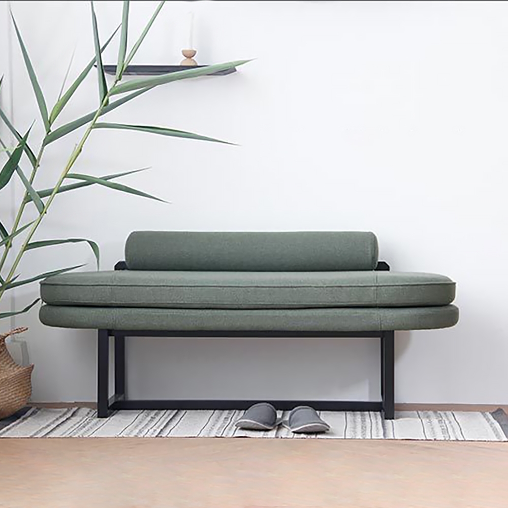 31.5" Green Modern Cotton&Linen Upholstered Bench in Cotton and Linen window image