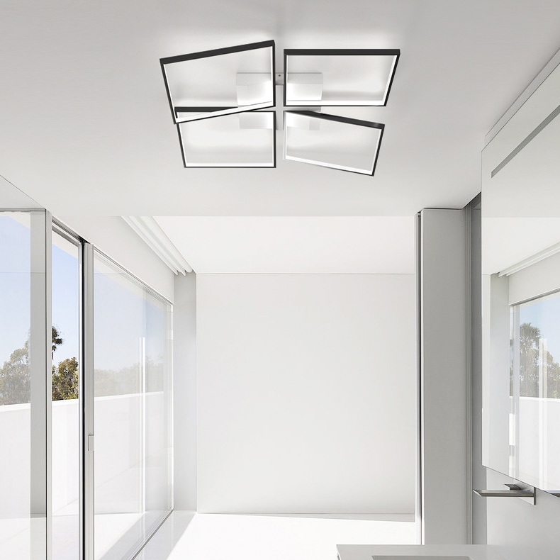 Modern Square LED Flush Mount Ceiling Light in Black & White window image