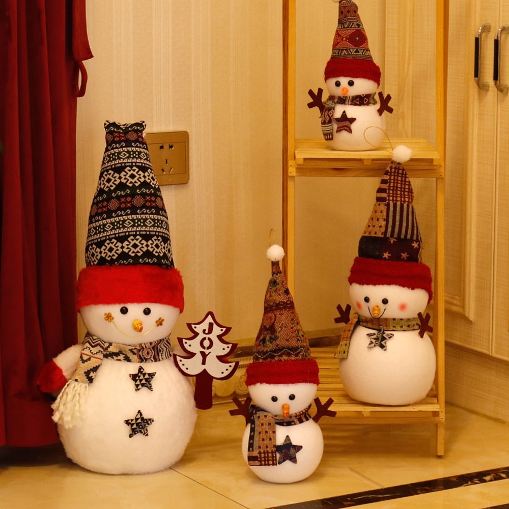 Christmas Decoration Snowmen Doll Snowmen Plush Toys Stuffed Linen Set of 4 window image