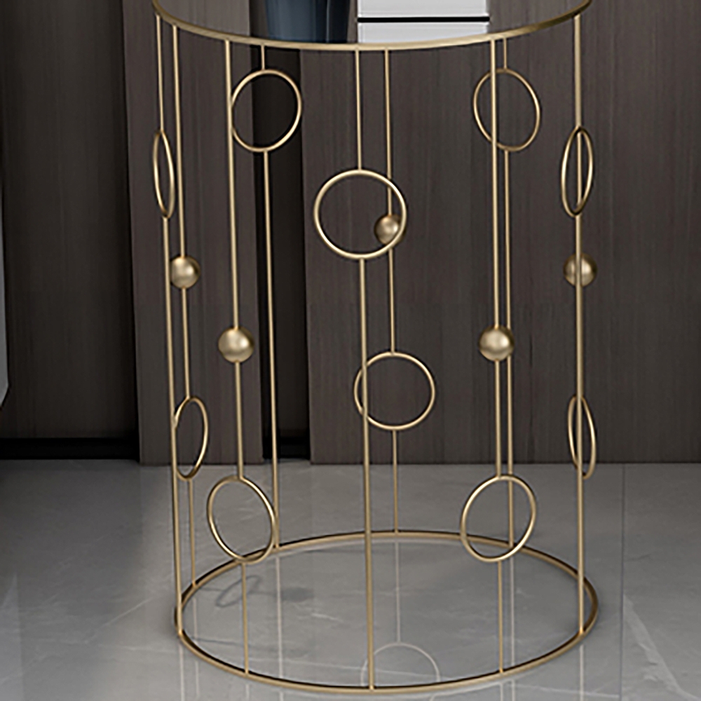 3-Piece Modern End Table Set with Glass Top Metal Frame Side Table Set window image