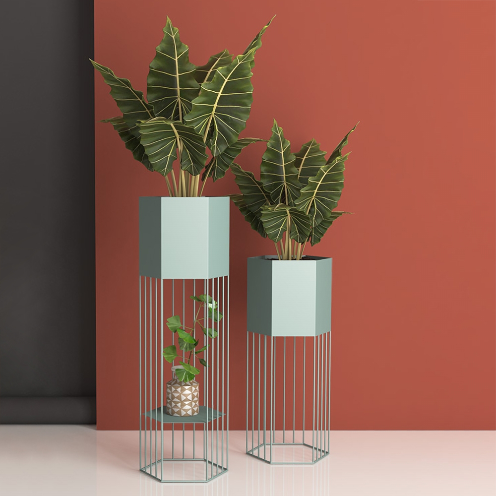Metal Plant Stand Green Plant Pot Stand for Indoor in Small window image