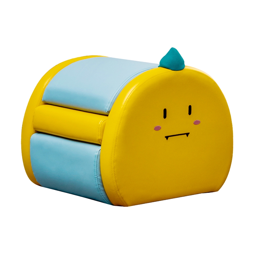 Foldable Kids Chair Yellow PU Leather Upholstery Storage Chair window image