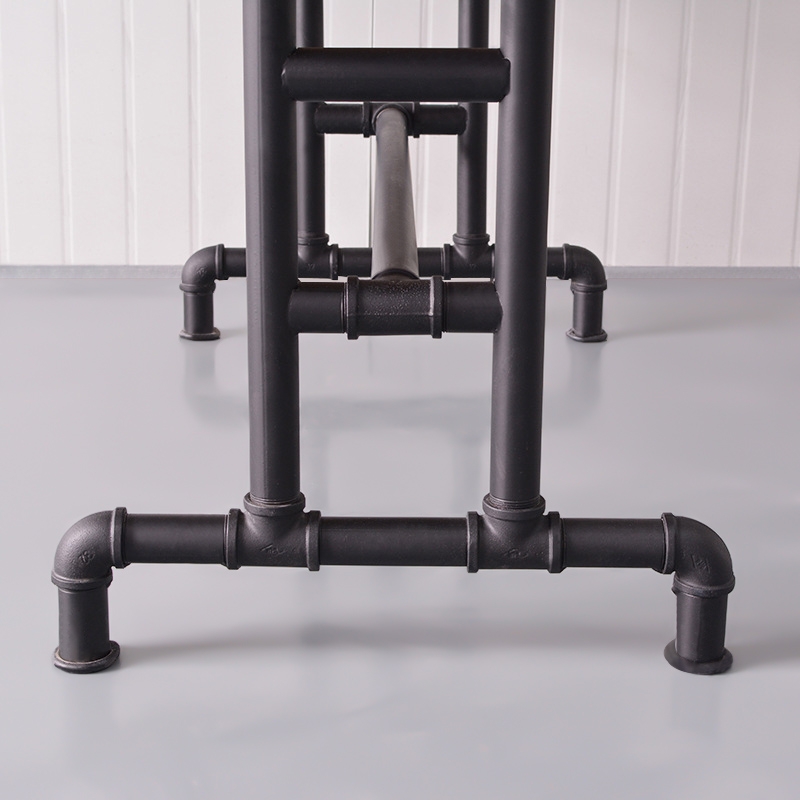 Industrial Retro Pipe 55" Rectangular Dining Table Wood & Metal Dining Table Colorful Pattern window image