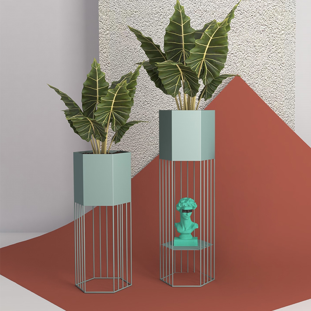 Metal Plant Stand Green Plant Pot Stand for Indoor in Small window image