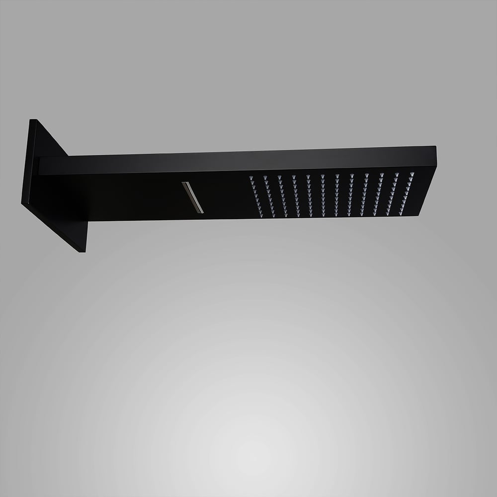 Modern Minimalist Wall Mounted 2-Function Rainfall & Waterfall Shower Head Matte Black window image