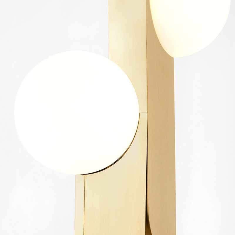 Modern Minimalist Torchiere Floor Lamp 2-Light with Glass Shade & Gold Metal window image