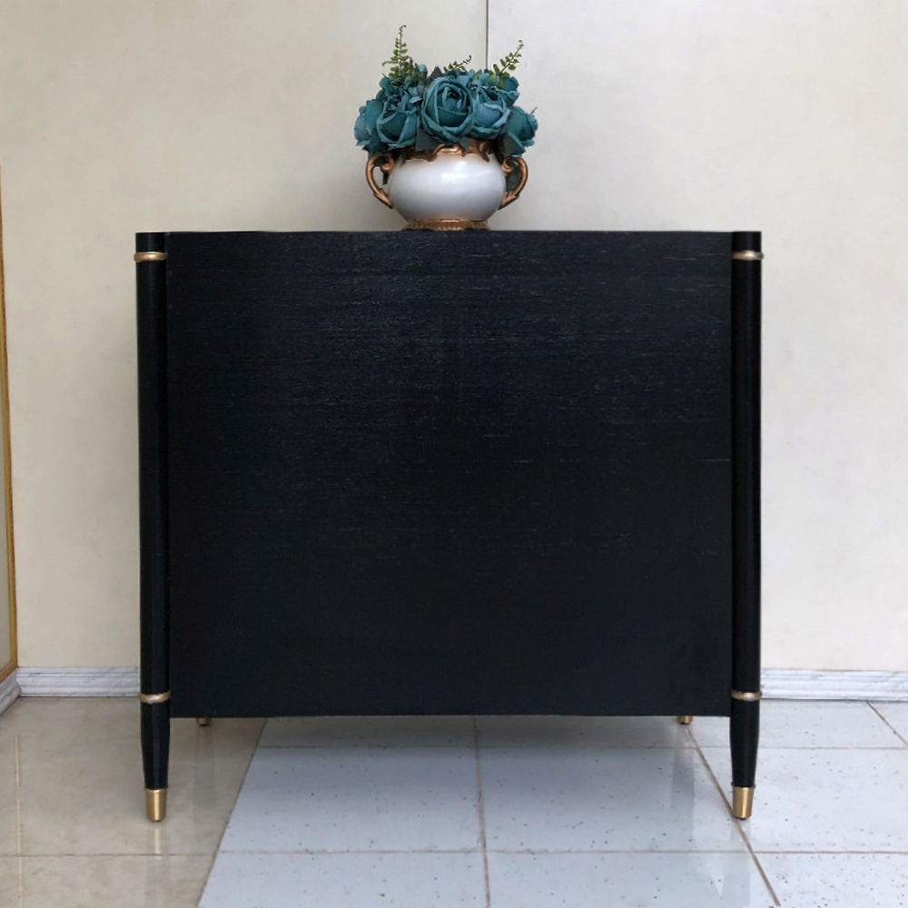 53" Nordic Black Sideboard Buffet Rectangular Cubic Patterns Surface Cabinet in Large window image