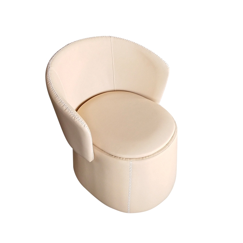 Convertible Beige Faux Leather Accent Chair Upholstered Armchair with Storage Modern Ottoman window image