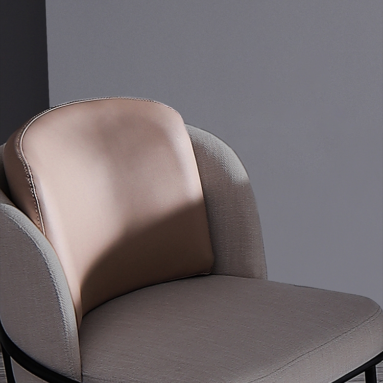 Modern Upholstered Dining Chair Barrel Back Dining Chair with Removable Insert Back Metal Legs Set of 2 window image