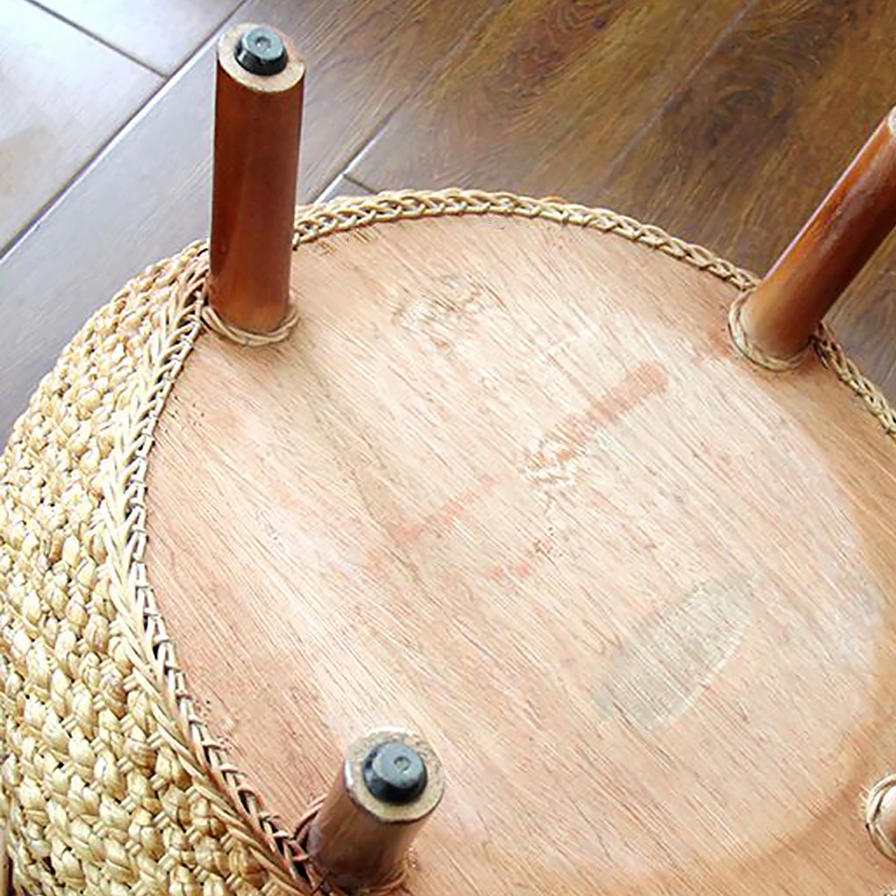 Natural Ratten Ottoman Round Ratten Stool Solid Wood Footrest window image
