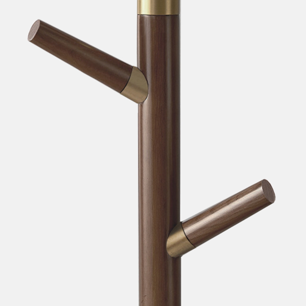 76'' Modern Black Walnut Rubber Wood Coat Rack Freestanding 6 Hooks with Round Table window image