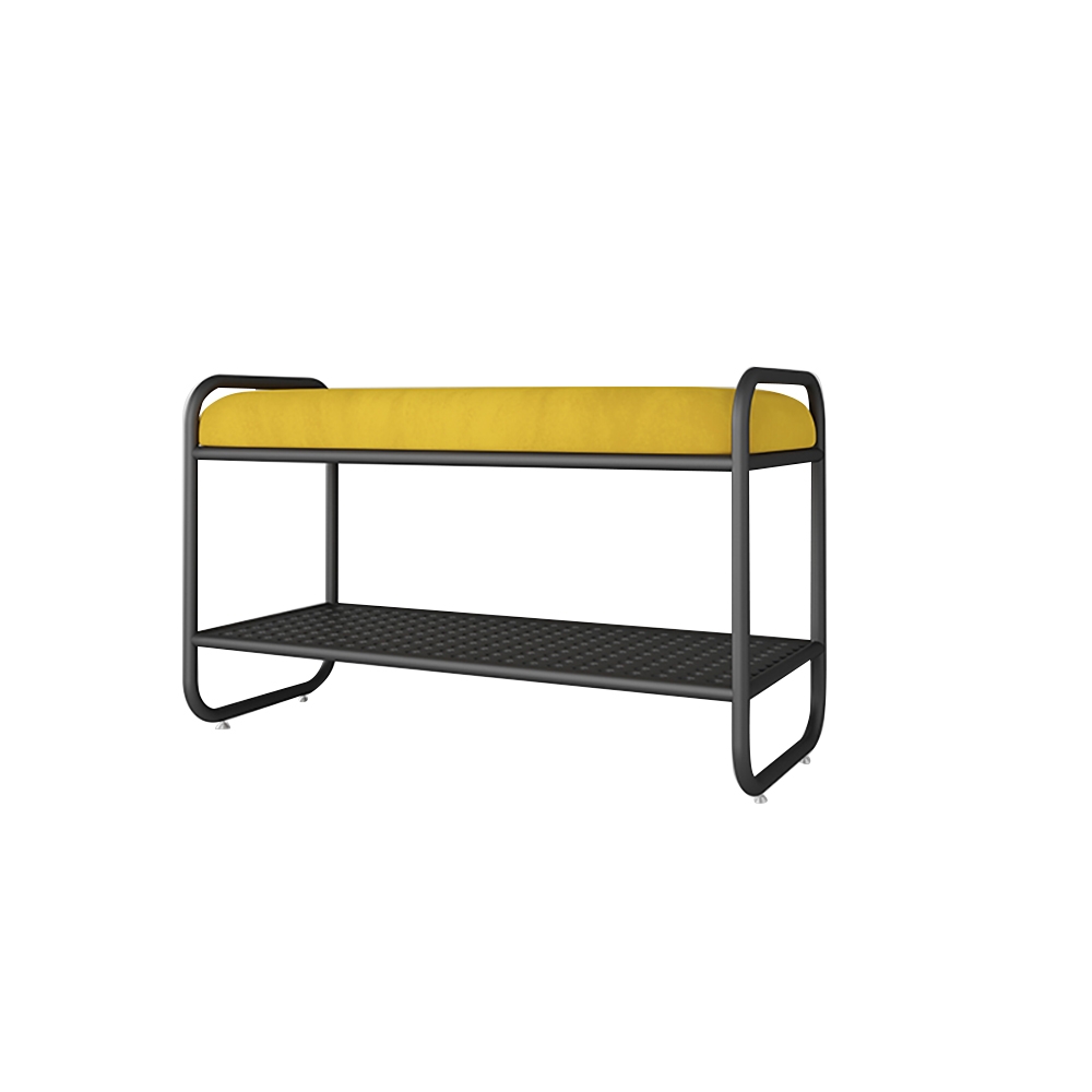 800mm Yellow Modern Velvet Upholstered Bench for Shoe Storage window image