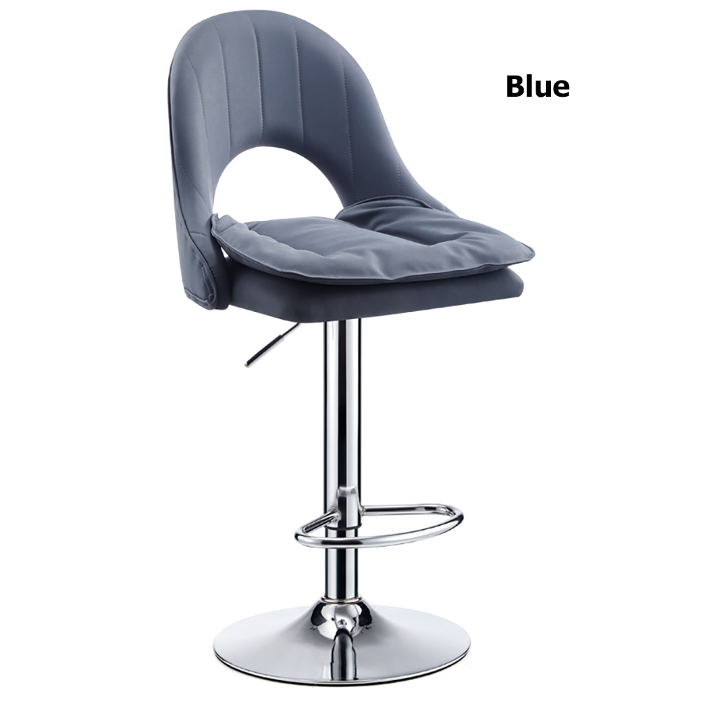 Swivel Bar Stool with Backrest Adjustable Height PU Leather Upholstered in Chrome window image