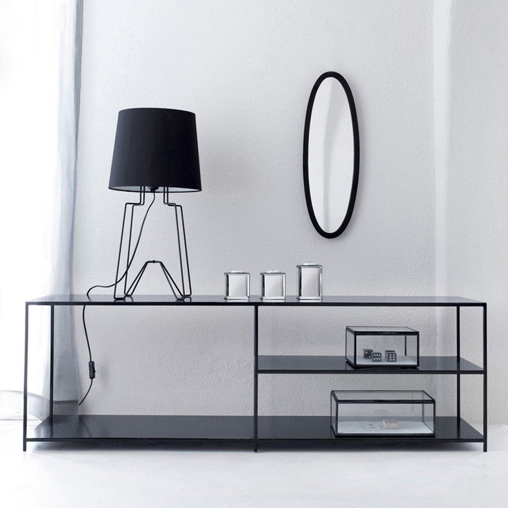 Nordic Black TV Stand Metal Frame with 1 Shelf for TVs up to 65" window image