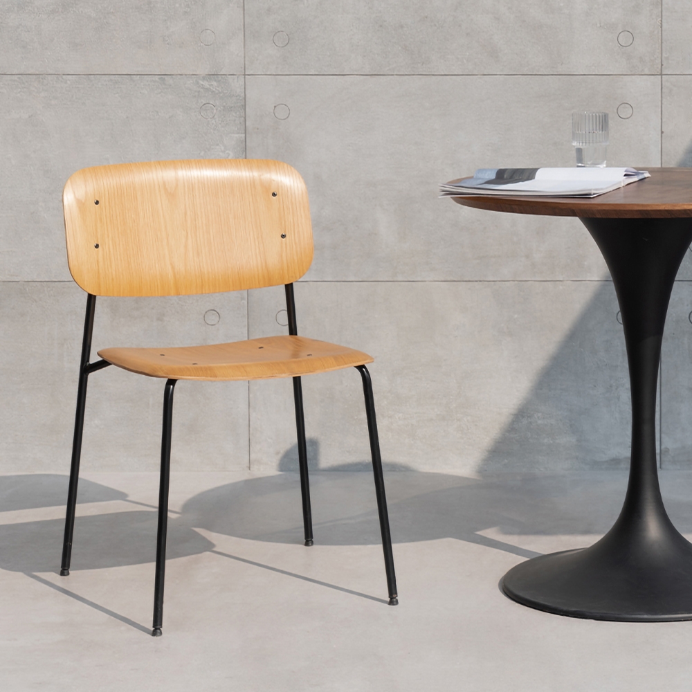 Walnut Dining Chair Modern Armless Dinging Chair Set of 2 in Black window image