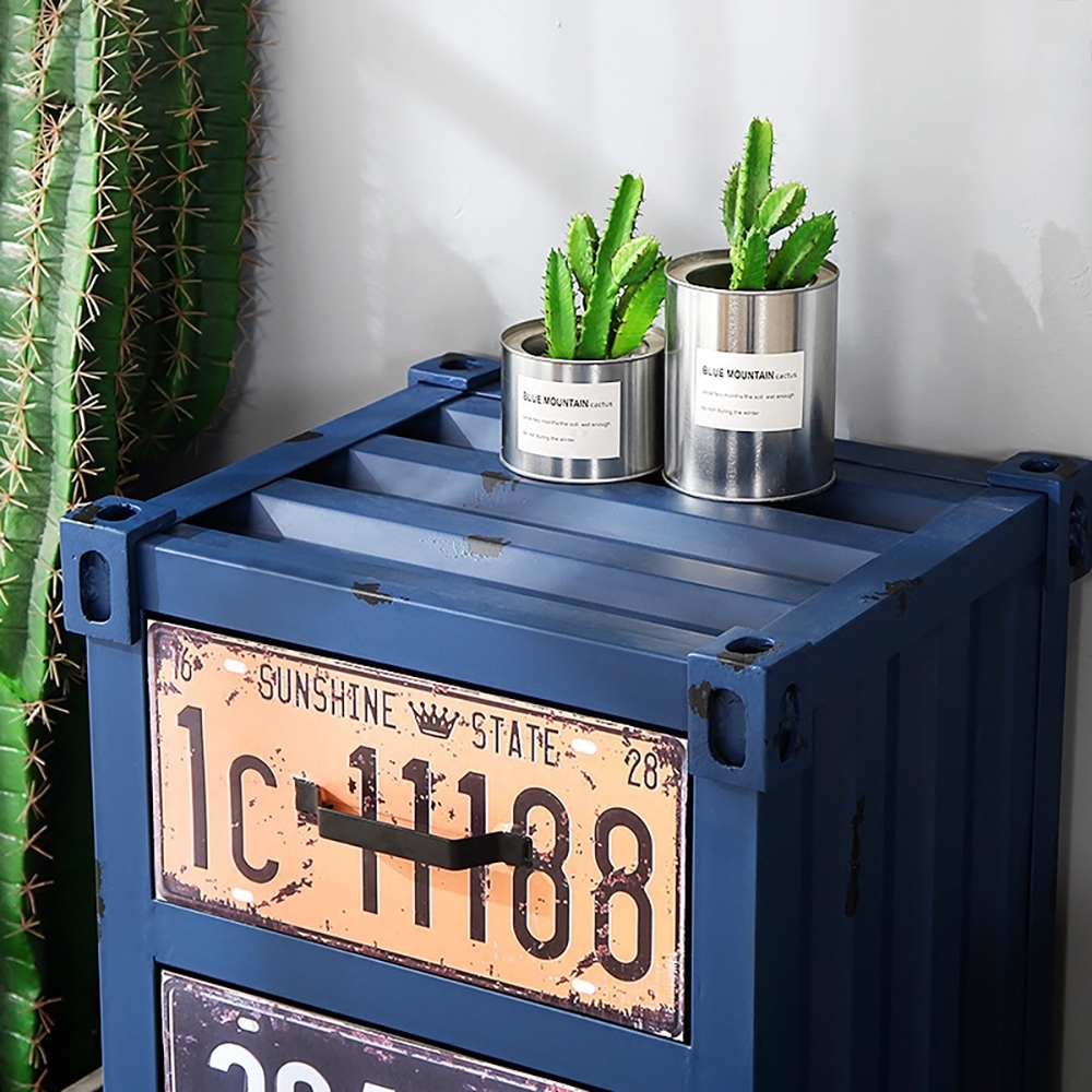 Industrial Blue Storage Cabinet Container Chest with 3 Drawers window image