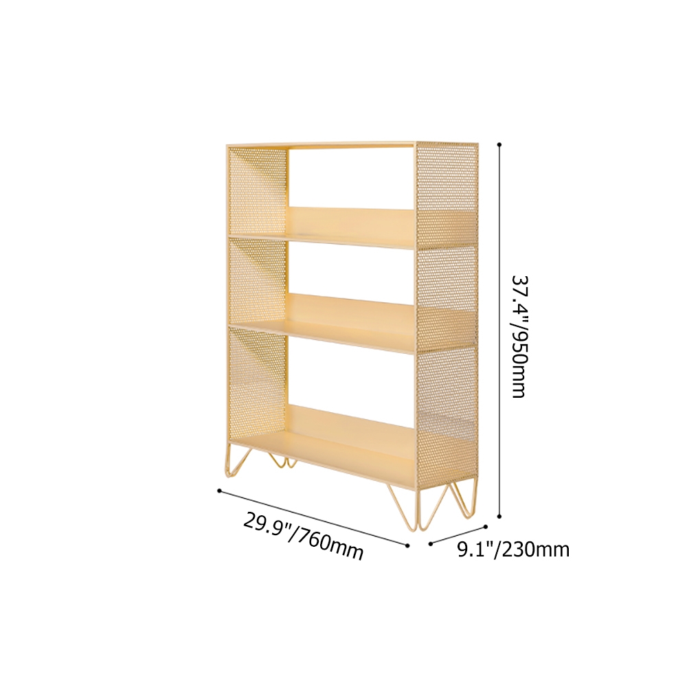 Modern Metal Mesh 8-Tier Etagere Bookshelf Bookcase in Gold Set window image