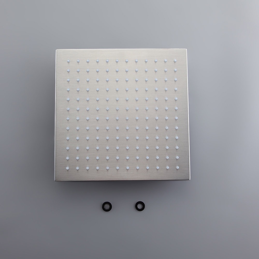 10" Solid Brass Single-Function Square Rainfall Shower Head Brushed Nickel window image