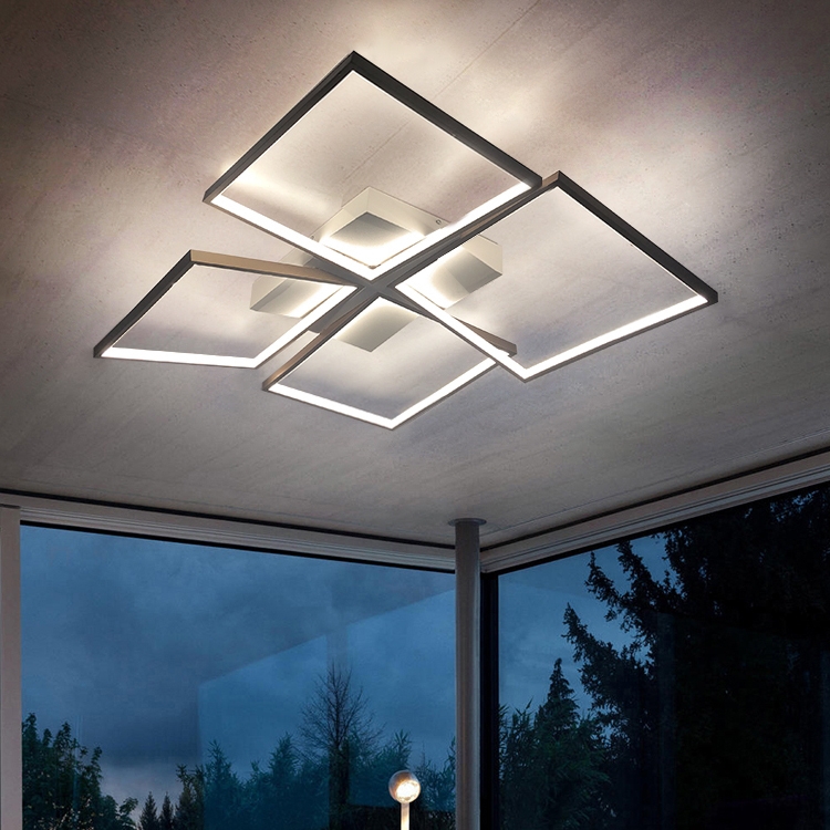 Modern Square LED Flush Mount Ceiling Light in Black & White window image